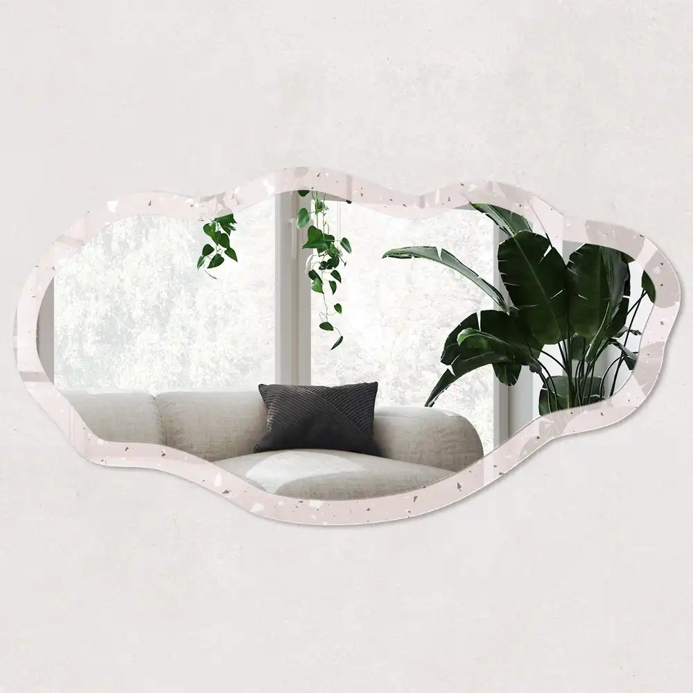 Oglindă neregulată cu imprimeu modern terrazzo