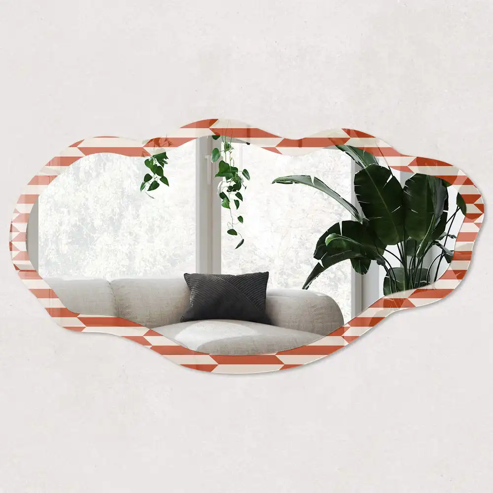 Oglindă neregulată cu imprimeu geometric mozaic
