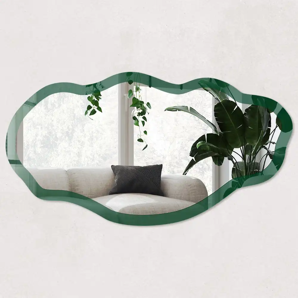 Oglindă neregulată cu imprimeu verde închis