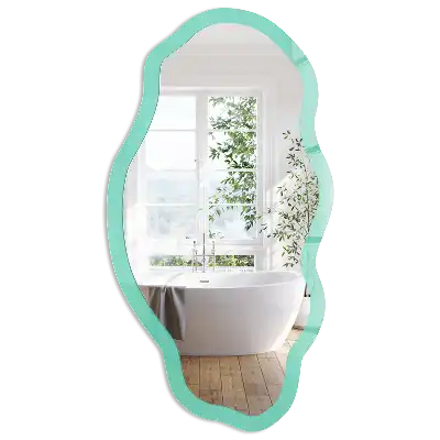 Oglindă decorativă neregulată cu imprimeu menta intens