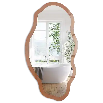Oglindă decorativă cu formă neregulată și imprimeu portocaliu închis