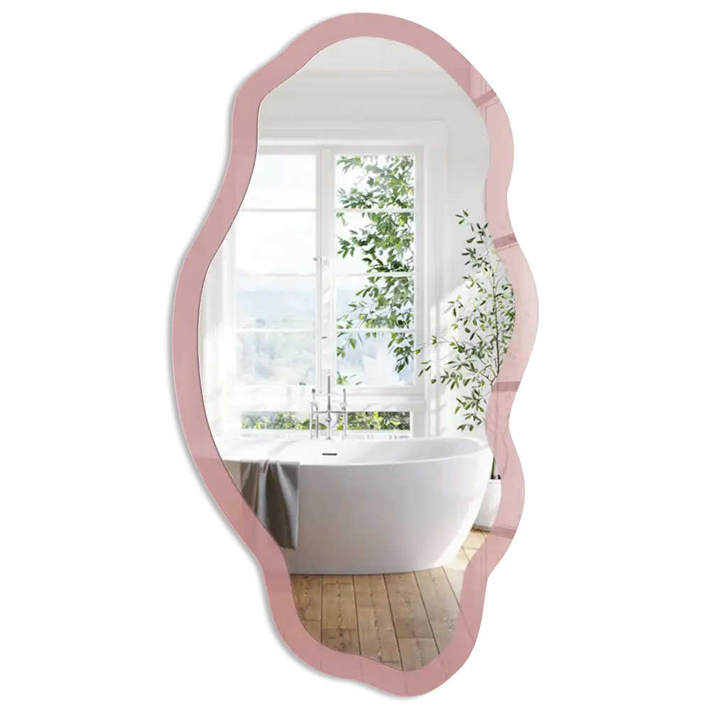 Oglindă decorativă neregulată cu imprimeu bordó intens