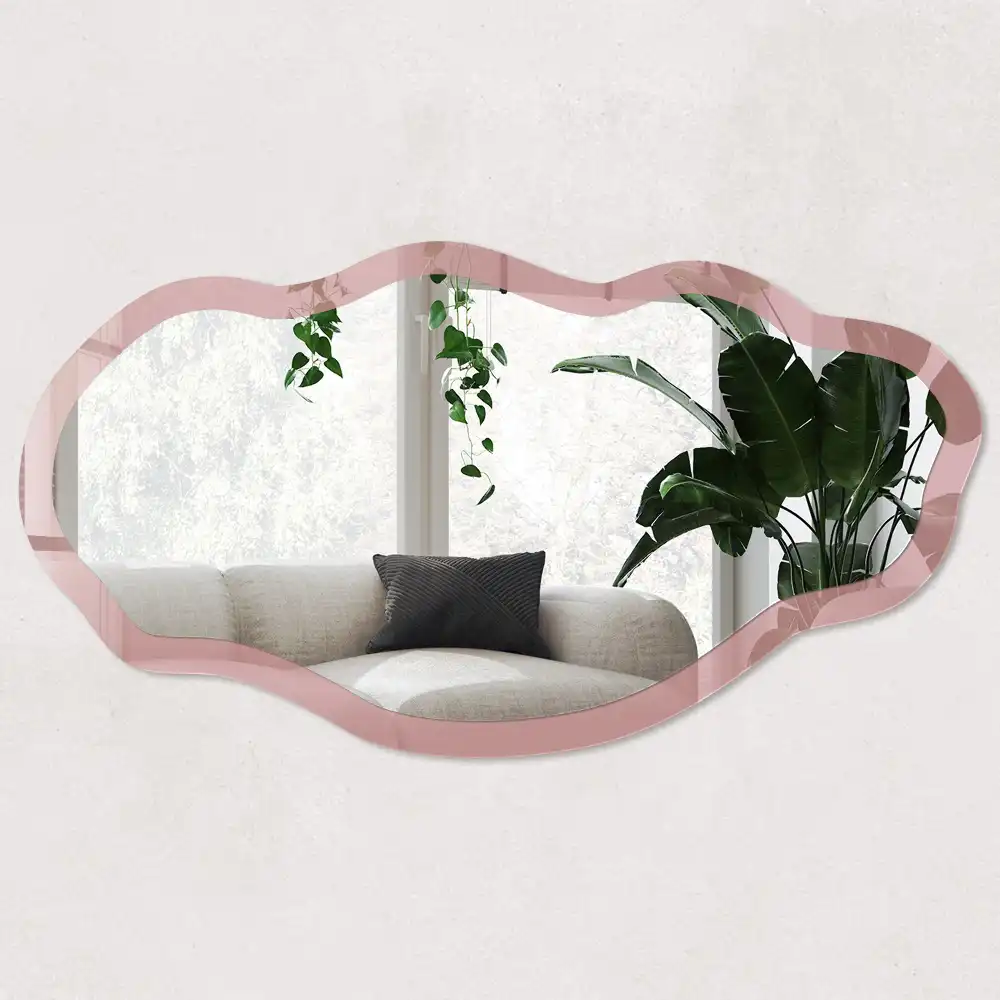 Oglindă decorativă neregulată cu imprimeu bordó intens