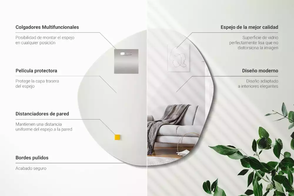 Oglindă modernă cu formă neregulată pentru suspendare
