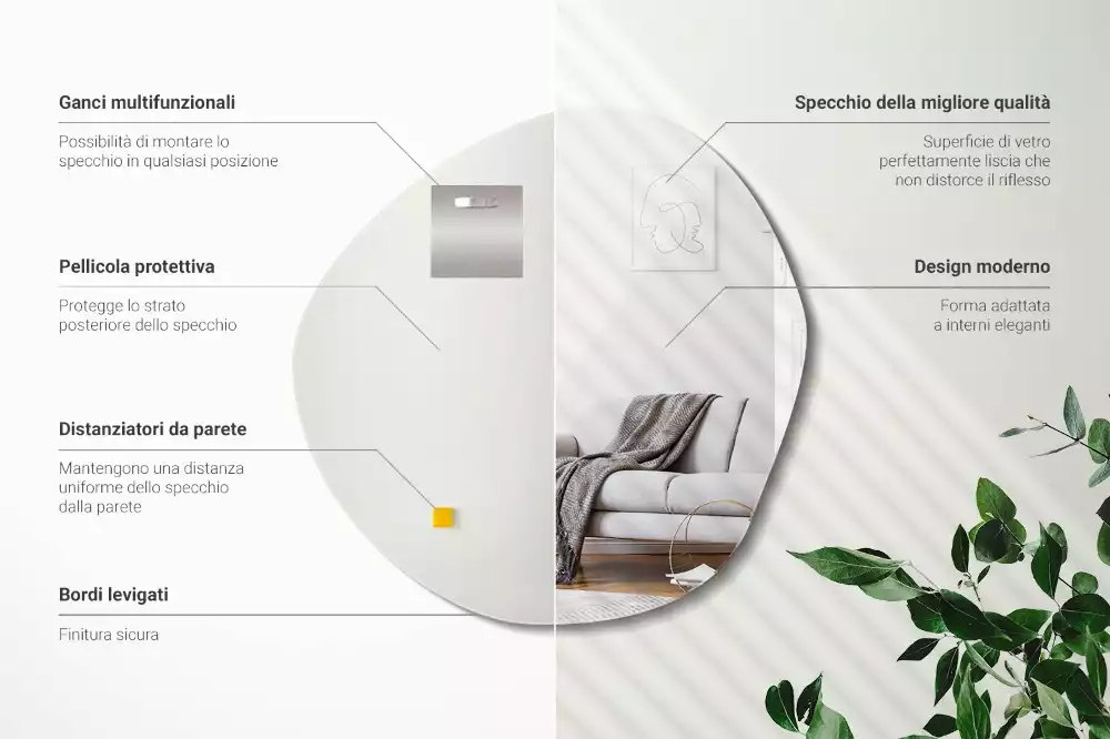 Oglindă modernă cu formă neregulată pentru suspendare