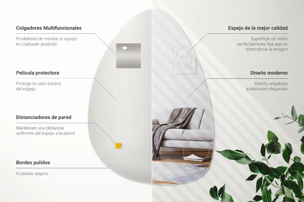 Oglindă decorativă de perete în formă de ou