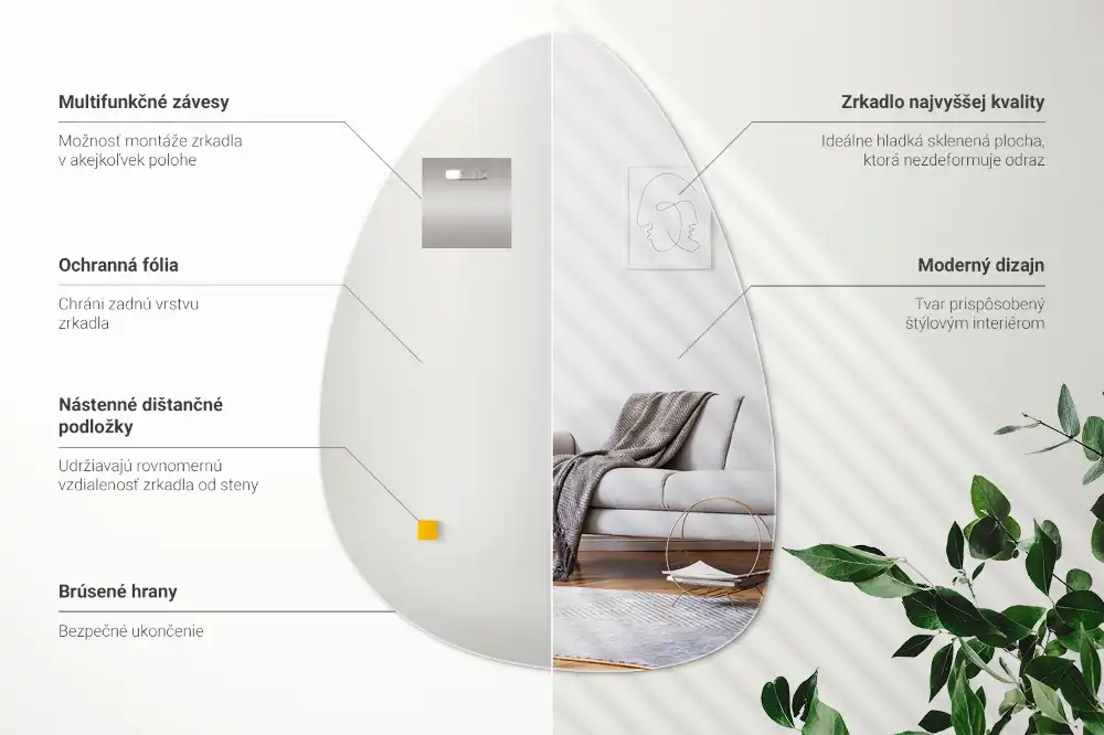 Oglindă decorativă de perete în formă de ou