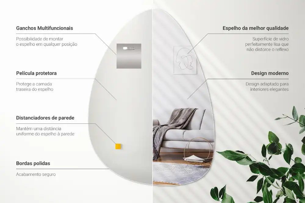 Oglindă decorativă de perete în formă de ou