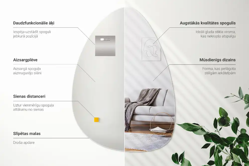 Oglindă decorativă de perete în formă de ou