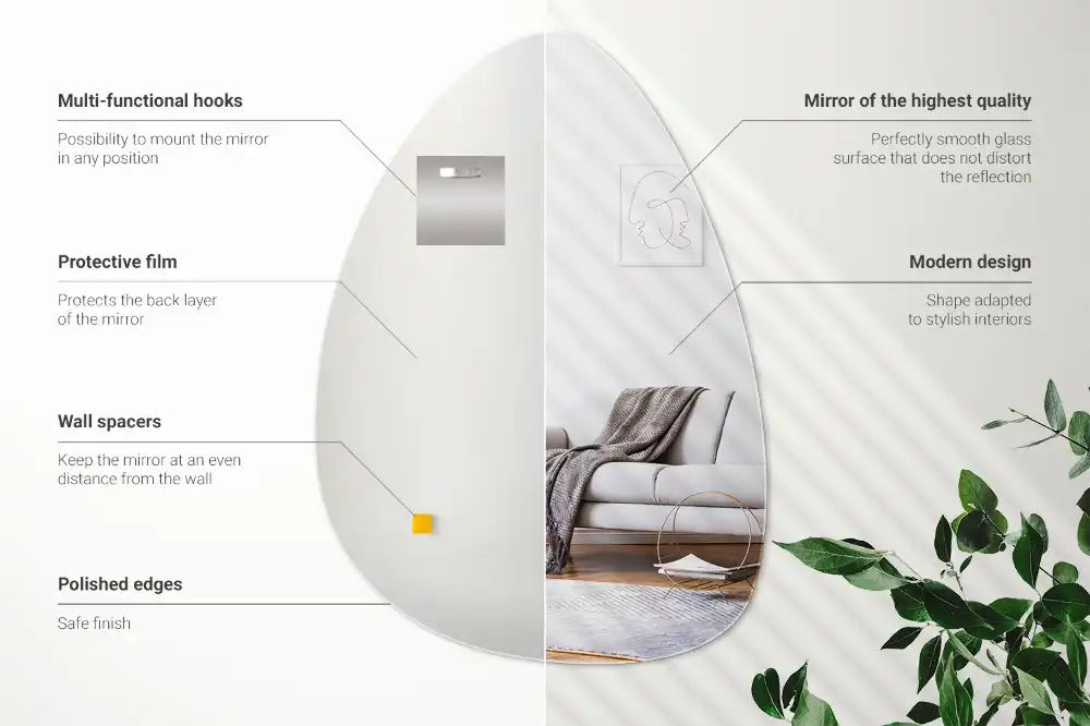 Oglindă decorativă de perete în formă de ou