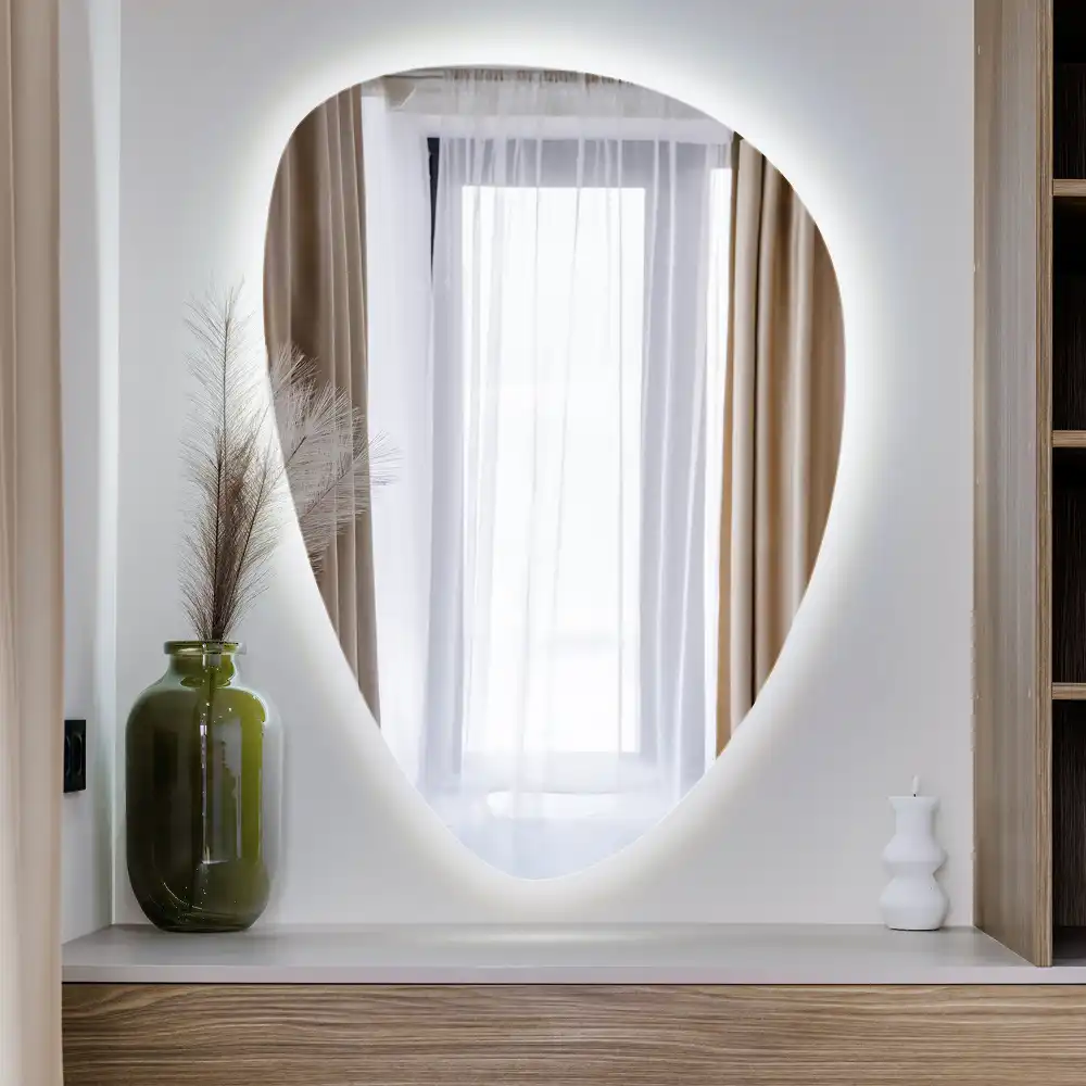 Oglindă ovală cu iluminare LED