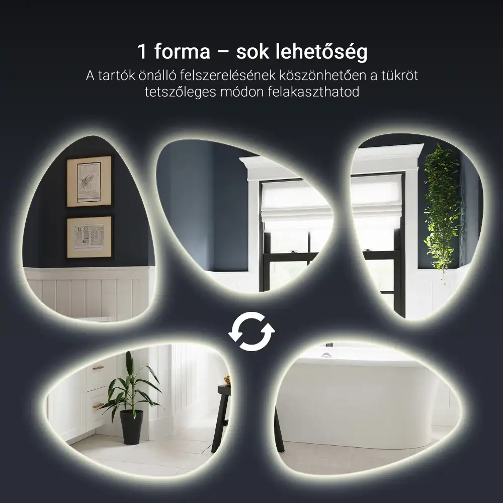 Oglindă ovală cu iluminare LED