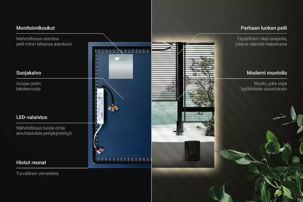 Oglindă pătrată modernistă cu iluminare LED