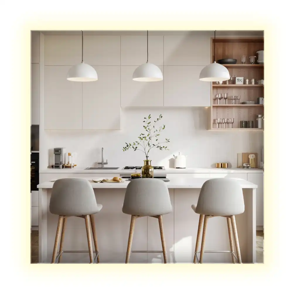 Oglindă pătrată modernistă cu iluminare LED