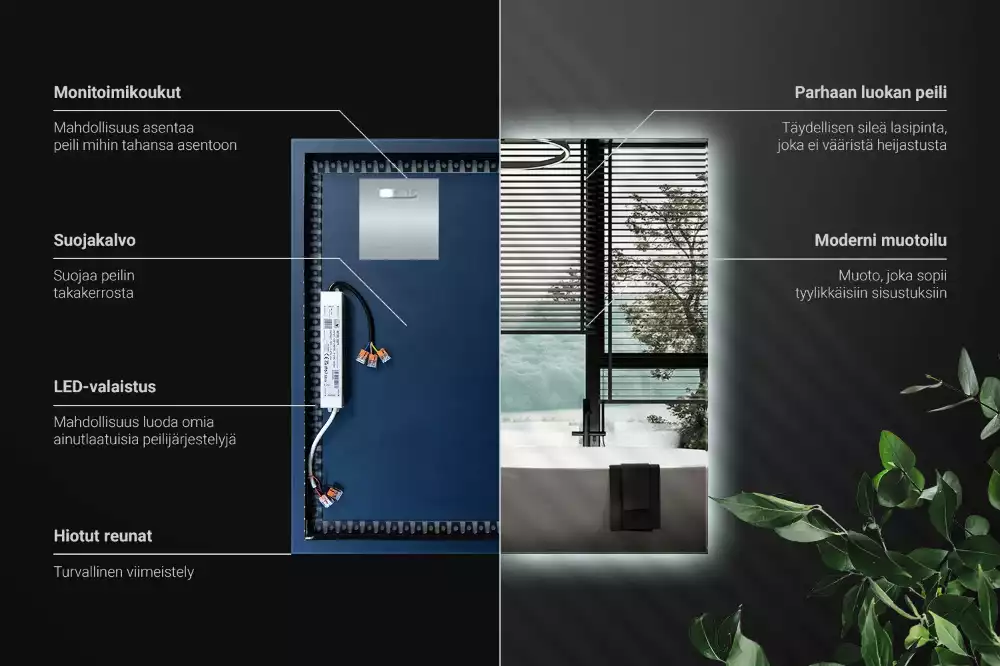 Oglindă pătrată modernistă cu iluminare LED