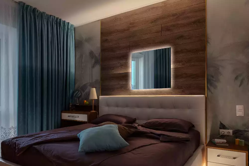 Oglindă pătrată modernistă cu iluminare LED