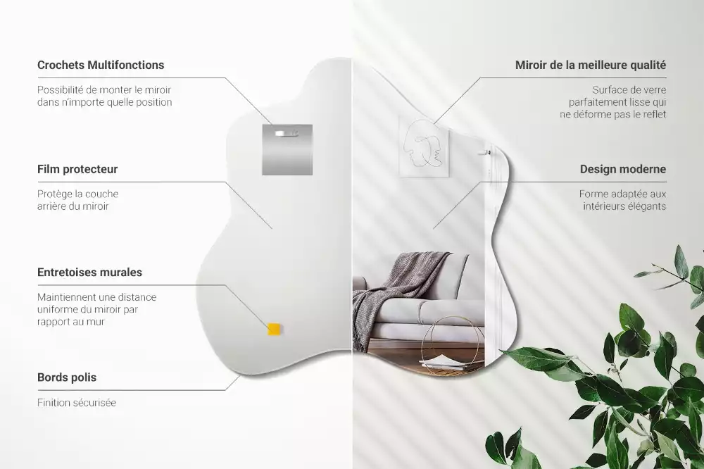 Oglindă suspendată cu formă organică de pată