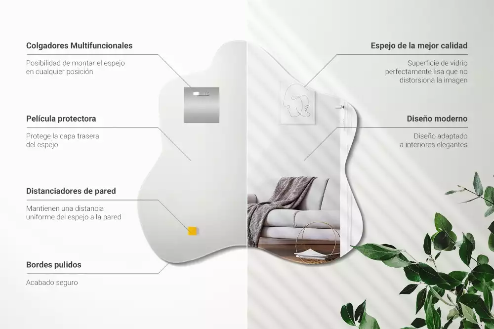 Oglindă suspendată cu formă organică de pată