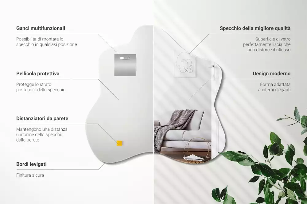 Oglindă suspendată cu formă organică de pată