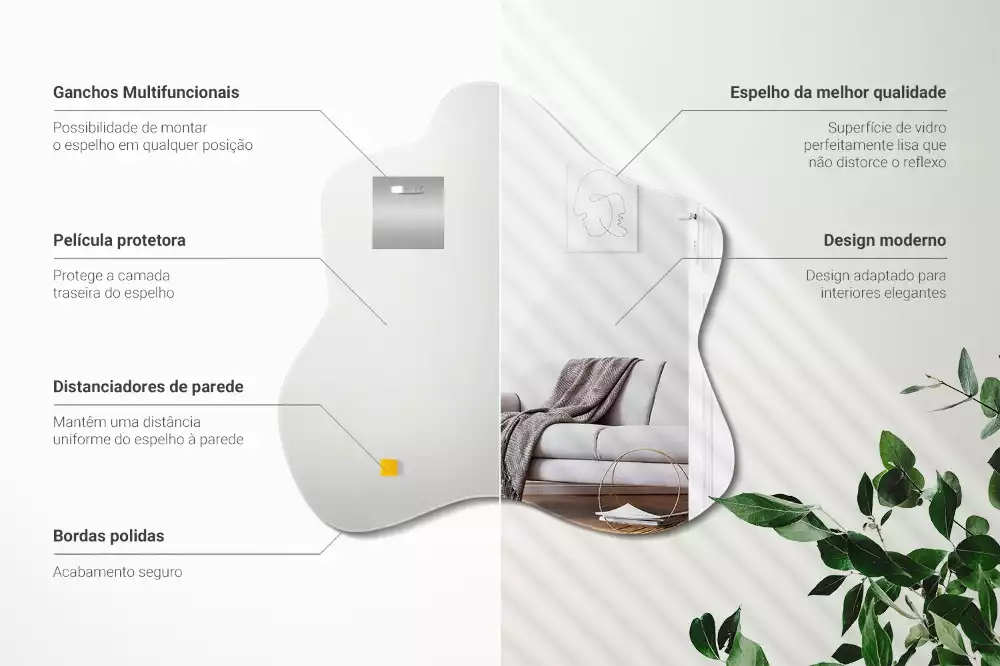 Oglindă suspendată cu formă organică de pată