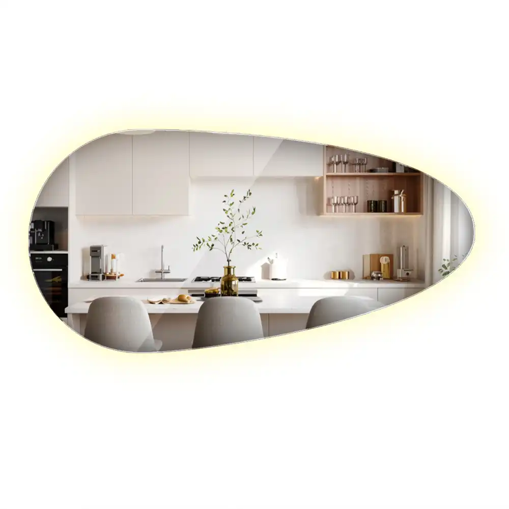 Oglindă decorativă în formă de lacrimă cu iluminare LED