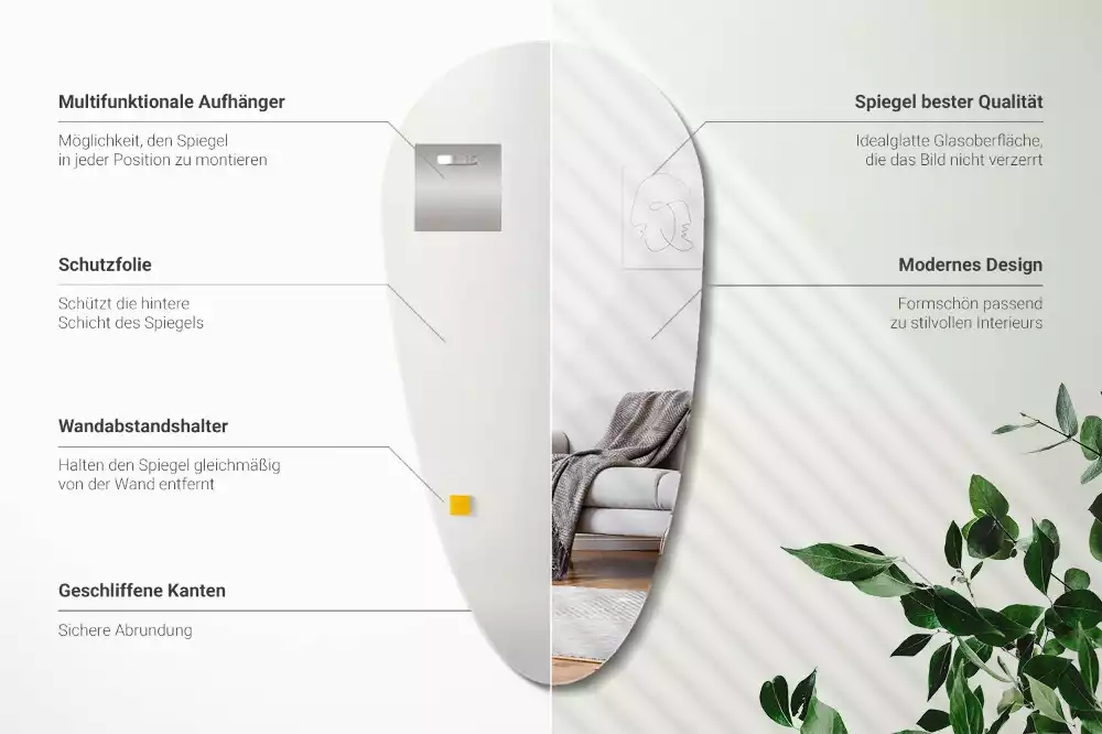 Oglindă de perete în formă de lacrimă