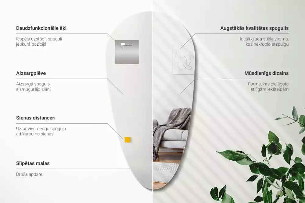 Oglindă de perete în formă de lacrimă