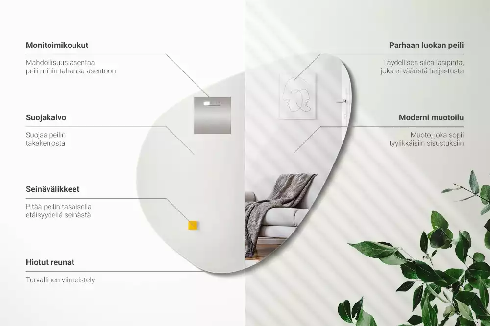 Oglindă decorativă suspendată cu formă organică