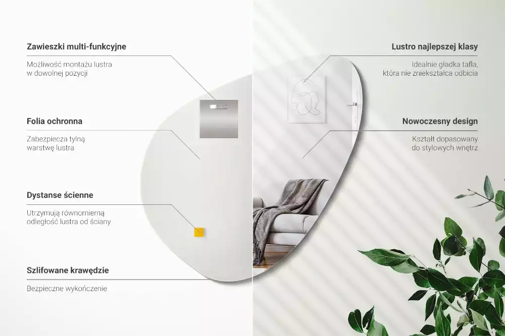 Oglindă decorativă suspendată cu formă organică
