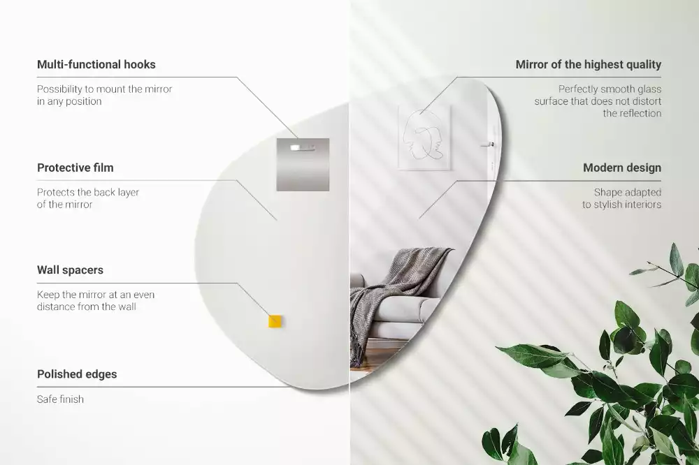 Oglindă decorativă suspendată cu formă organică