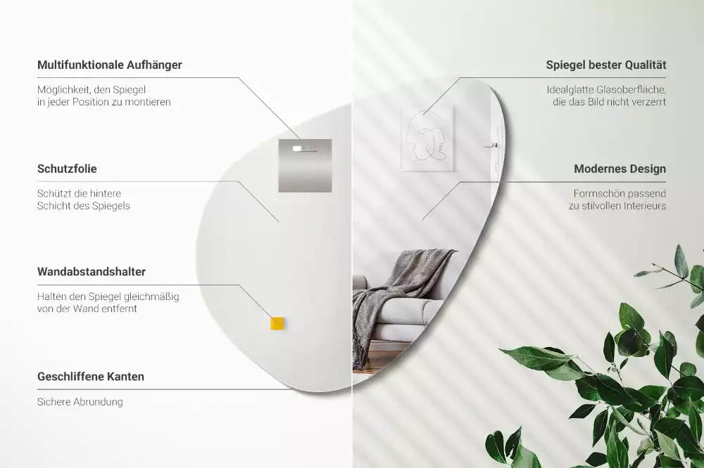 Oglindă decorativă suspendată cu formă organică