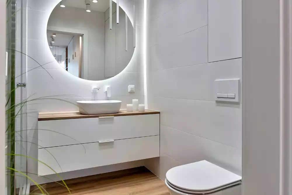 Oglindă rotundă modernistă cu iluminare LED