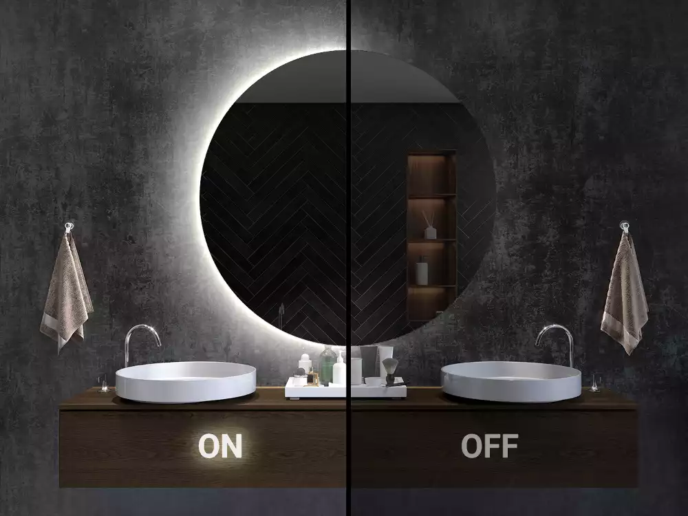 Oglindă rotundă modernistă cu iluminare LED