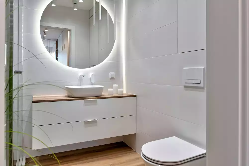 Oglindă rotundă modernistă cu iluminare LED