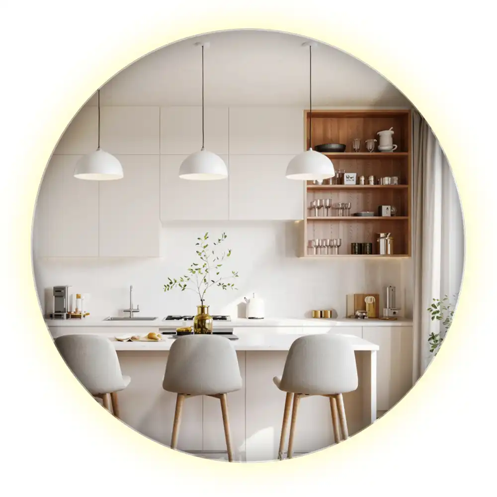 Oglindă rotundă modernistă cu iluminare LED