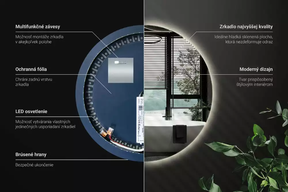 Oglindă rotundă modernistă cu iluminare LED