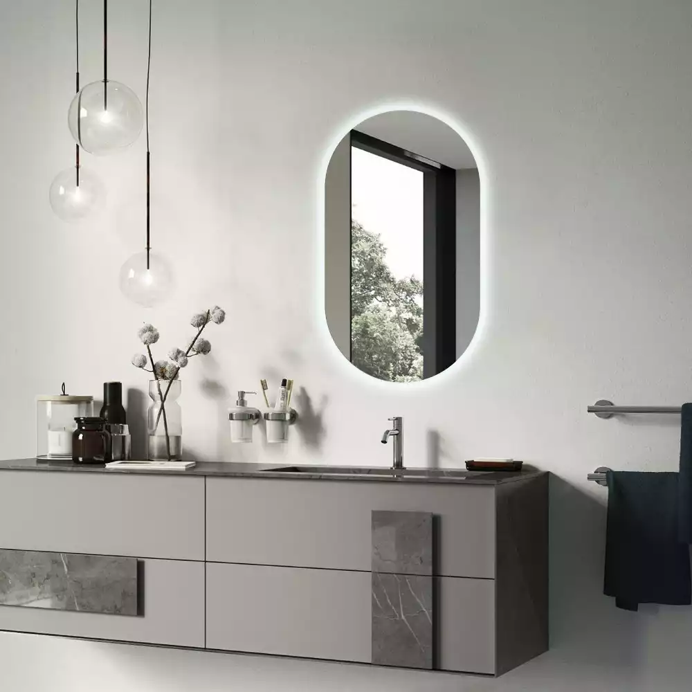 Oglindă decorativă ovală de perete cu formă atipică