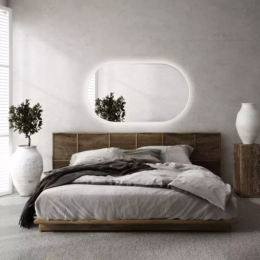 Oglindă decorativă ovală de perete cu formă atipică