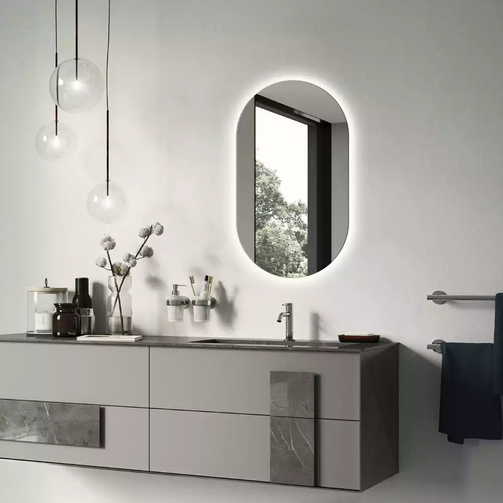 Oglindă decorativă ovală de perete cu formă atipică