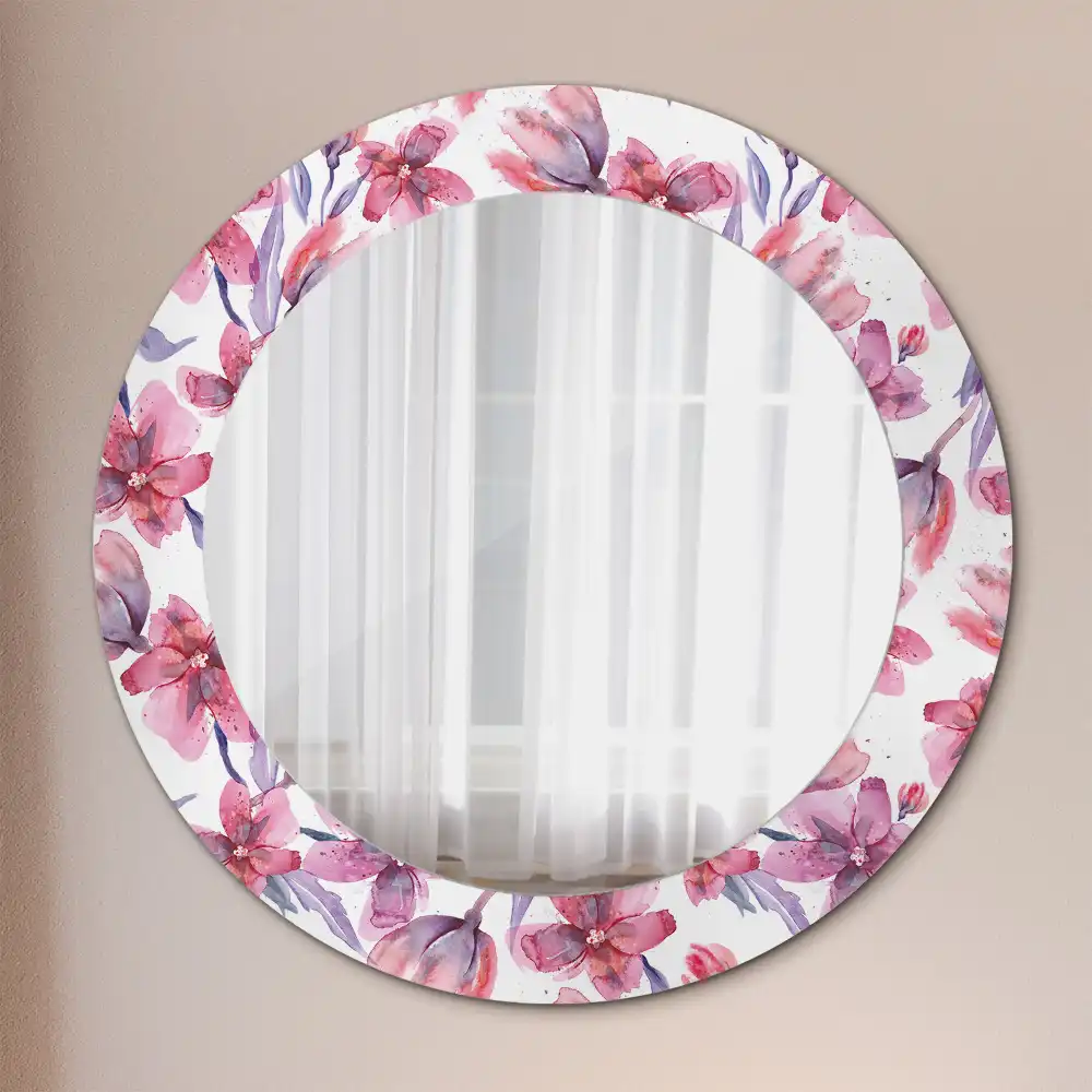 Oglindă rotundă cu imprimeu floral în acuarelă