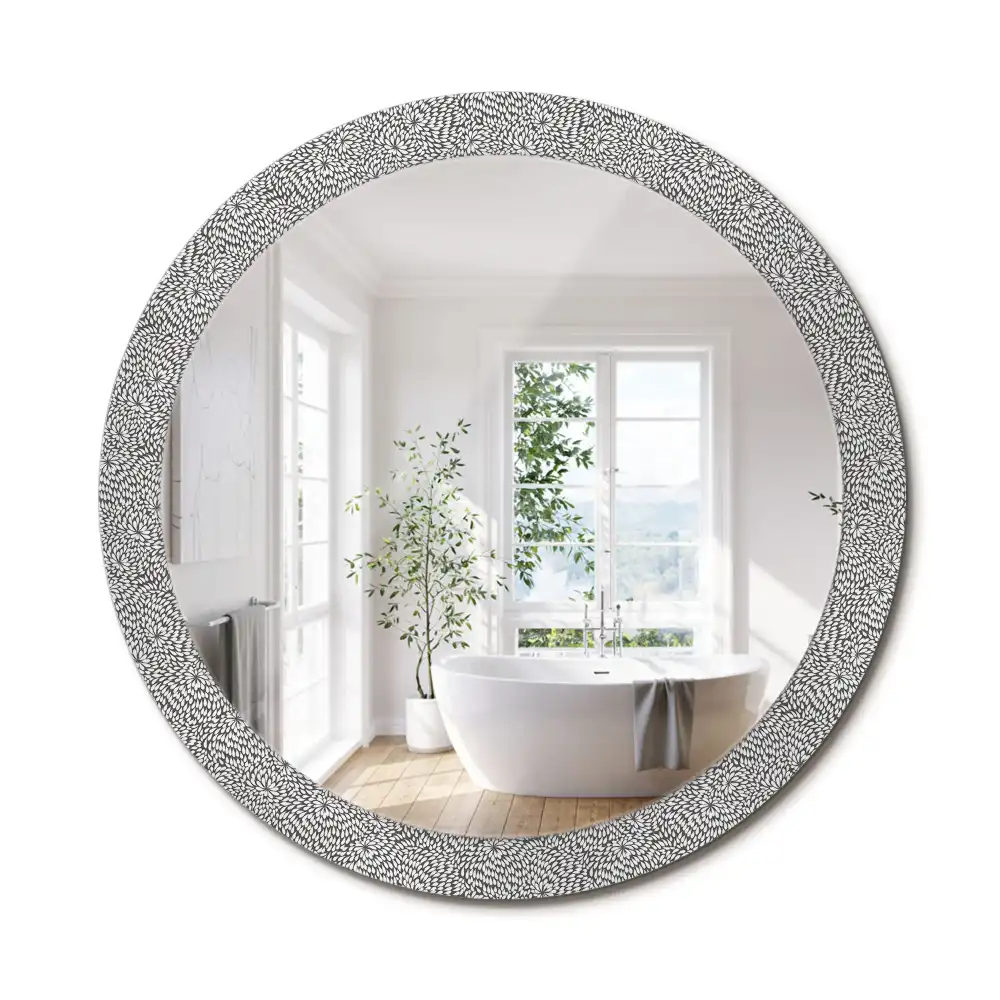 Oglindă rotundă cu ramă imprimată cu model floral