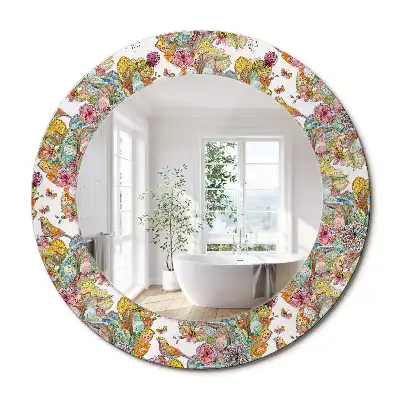 Oglindă decorativă rotundă cu modele florale de basm