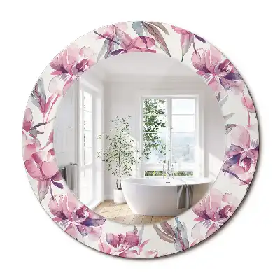 Oglindă rotundă cu imprimeu floral cu bujori