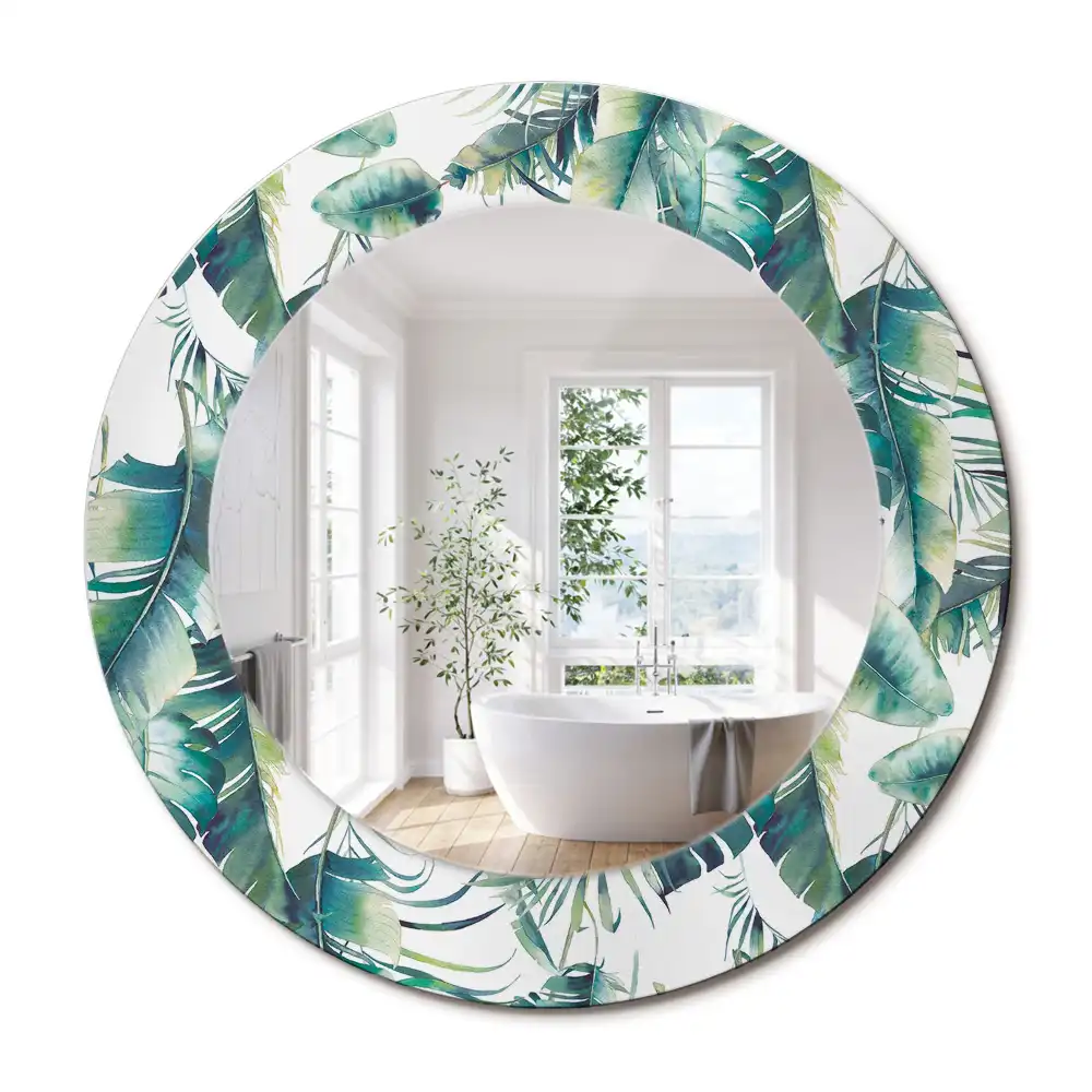 Oglindă decorativă rotundă cu frunze