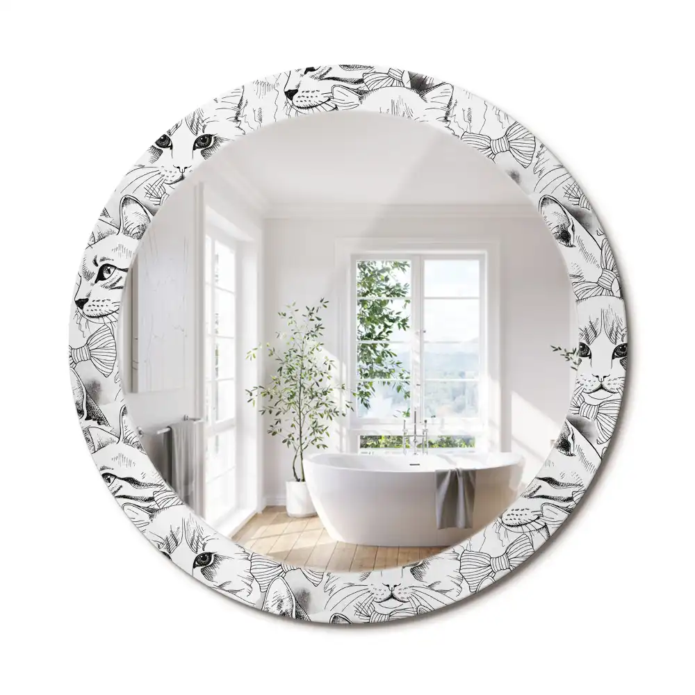 Oglindă rotundă decorativă pentru perete cu pisici