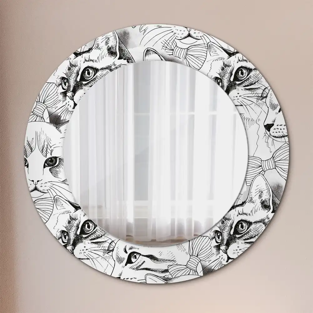 Oglindă rotundă decorativă pentru perete cu pisici