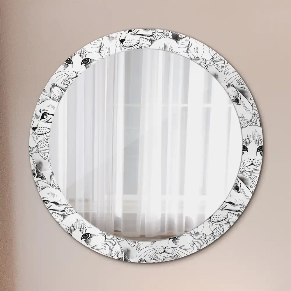 Oglindă rotundă decorativă pentru perete cu pisici