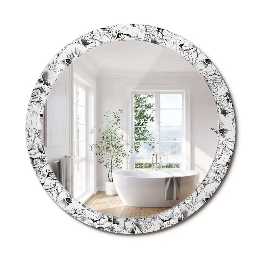 Oglindă rotundă decorativă pentru perete cu pisici