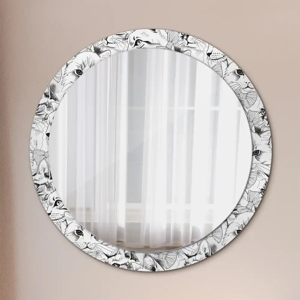 Oglindă rotundă decorativă pentru perete cu pisici