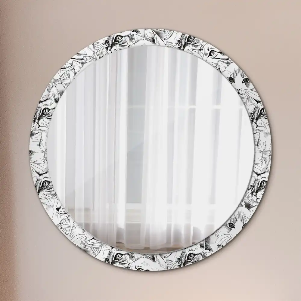 Oglindă rotundă decorativă pentru perete cu pisici